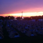Sunset over Tent City in Carroll, Iowa
